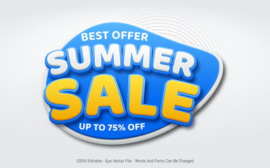 Wall Mural - Editable Summer text effect, best offer summer sale promotion