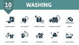 Fototapeta Natura - Washing icon set. Contains editable icons laundry theme such as washing powder, express cleaning, ironing and more.
