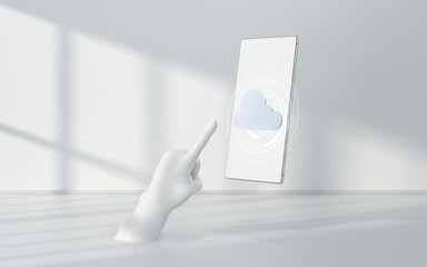 Wall Mural - Mobile and cloud computing, subject of science and technology, 3d rendering.