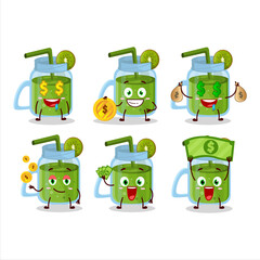 Wall Mural - Kiwi smoothie cartoon character with cute emoticon bring money