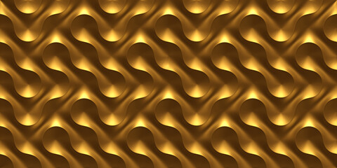 Wall Mural - 3D illustration white seamless pattern waves light and shadow. Wall decorative panel