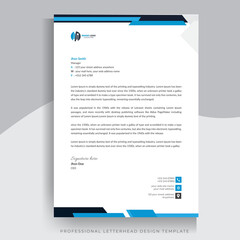 Wall Mural - Professional Business Letterhead Design, Modern Elegant Black and Blue Letterhead Template For your Business