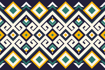 Geometric ethnic pattern on blue background. Vector illustration. Texture, wrapping, clothing and pattern sty.