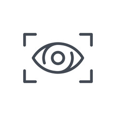 Fototapete - Eye scan line icon. Digital eye with scanning frame vector outline sign.