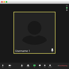 Poster - Video conferencing user interface. Video call screen interface template. Application for social communication. Video conferencing window overlay. one users.