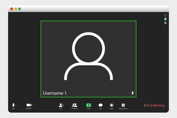 Poster - Video conferencing user interface. Video call screen interface template. Application for social communication. Video conferencing window overlay. one users.