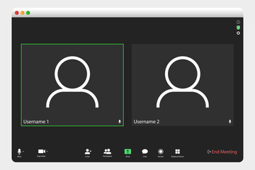 Poster - Video conferencing user interface. Video call screen interface template. Application for social communication. Video conferencing window overlay. two user.