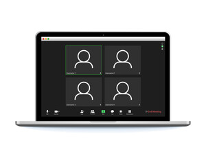 Poster - Video conference user interface, great design for any purposes. Online business webinar chat. Digital user interface. Video call screen template. Computer screen. Incoming call. Laptop screen.