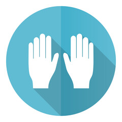 Poster - Gloves vector icon, flat design hands symbol, round web button