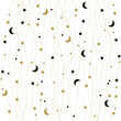 Seamless pattern with stars, months. Night sky.