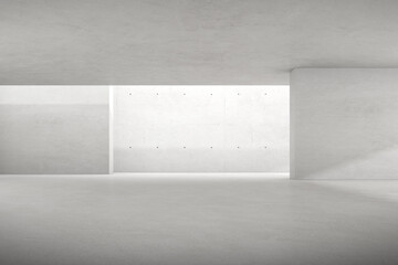 Wall Mural - Abstract 3d rendering of empty concrete room with light and shadow on the wall.