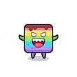 illustration of evil rainbow cake mascot character