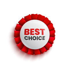 Canvas Print - Best choice sale round banner with red ribbon. Badge. Vector illustration. 