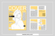 A4 magazine cover and spread sheet page layout template. fashion journal brochure design mock up with copy space. booklet, catalog design with facing pages, editable text composition.