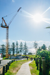 Portrait shot of the crane in Coolangatta on the Gold Coast