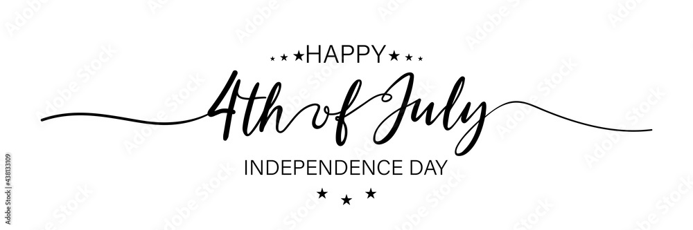 July fourth. Happy independence day. July fourth banner for independence day. Lettering style. Vector - obrazy, fototapety, plakaty 