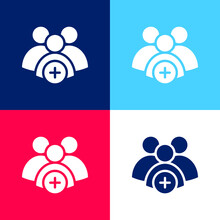 Add Group Blue And Red Four Color Minimal Icon Set