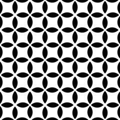 Poster - Four petals pattern. Vector black simple ornament. Seamless wallpaper.