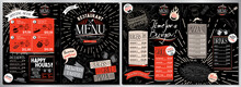 Grill Restaurant Menu Card - A3 To A4 Size (burgers, Grill, Pizza, Drinks, Desserts, Sets)