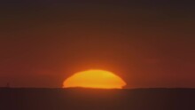 African Sunset Time Lapse With Big Sun And Cloudless Sky Cinematic 4k Footage.