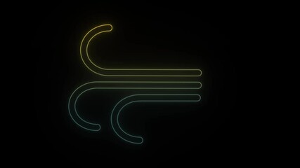 Wall Mural - Glowing neon wind icon on black background. 4K video for your project.