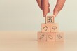 © Parradee - 2021 medical health concept, man hand arranging on wooden cube block with good healthcare medical, insurance for health in 2021