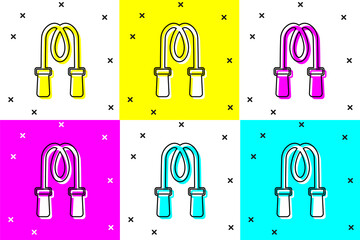 Wall Mural - Set Jump rope icon isolated on color background. Skipping rope. Sport equipment. Vector