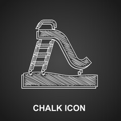 Sticker - Chalk Kid slide icon isolated on black background. Childrens slide. Vector