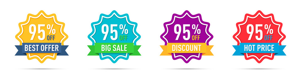 Poster - Set of different 95 off percentage promotion badges