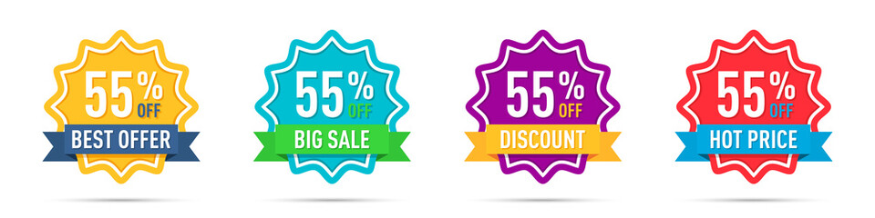 Poster - Set of different 55 off percentage promotion badges