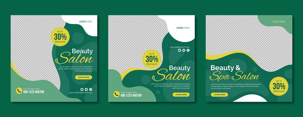 Wall Mural - beauty & spa salon social media post template design. makeup parlour, health or body massage, cosmet