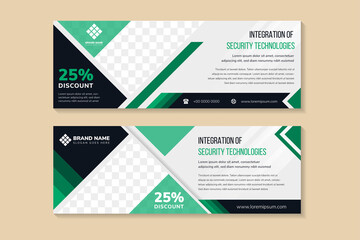 Set of modern design banners template with abstract triangle elements. Grey gradient background with multicolored green. horizontal layout with space for photo collage