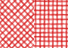 Watercolor Red Plaid Picnic  Fabric 