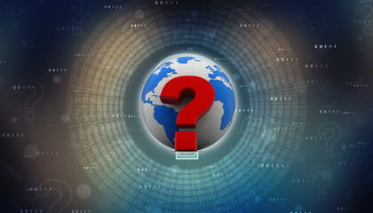 Poster - 3d rendering question mark and globe