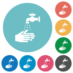 Poster - Hand washing flat round icons