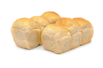 Loaf soft bread isolated on white background. Homemade bakery baked bread.