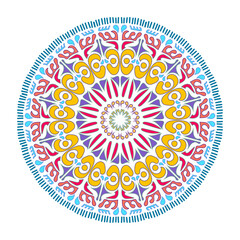 multicolored round mandala with oriental ornament