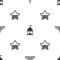 Wall Mural - Set City landscape, White House and USA Independence day on seamless pattern. Vector