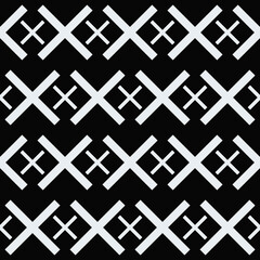 Aufkleber - White crosses pattern. Vector crosses and black background.