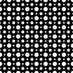 Poster - White dots and black background. Repeated white same circles. Vector.