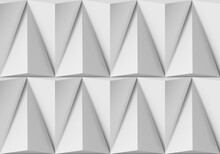 Abstract White Background With Triangular 3D Shapes In Pattern And Side Light