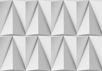 Poster - Abstract white background with triangular 3D shapes in pattern and side light