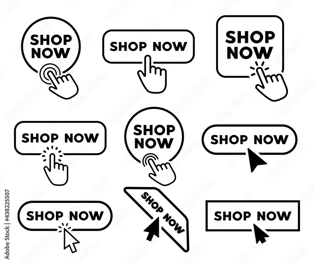 Shop Now Design Shop now button for a site. Vector design Stock Vector | Adobe Stock