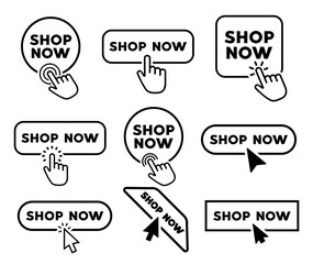 Poster - shop now button for a site. vector design