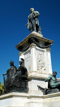 Monument Dedicated To Camillo Benso Di Cavour In The Homonymous Roman Square With Statues At The Base And A Statue Of The Statesman On Top. Made For The 25th Anniversary Of The Liberation Of Rome