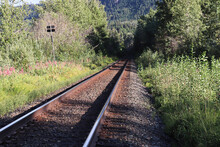 Perspective View Of A Train Track Diminishing Into The Distance