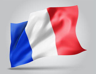 France, vector 3d flag isolated on white background