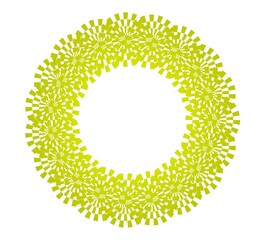 Poster - Abstract yellow circular pattern from planes. 3d rendering image.