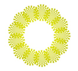 Poster - Abstract yellow circular pattern from planes. 3d rendering image.