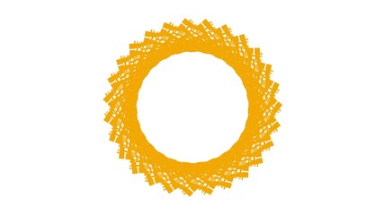 Poster - Abstract yellow circular pattern from planes. 3d rendering image.